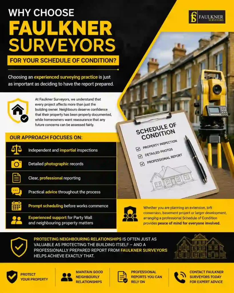Schedule of Condition: What It Is and Why It Protects Both Neighbours 3 Why Choose Faulkner Surveyors for Your Schedule of Condition Hitchin?